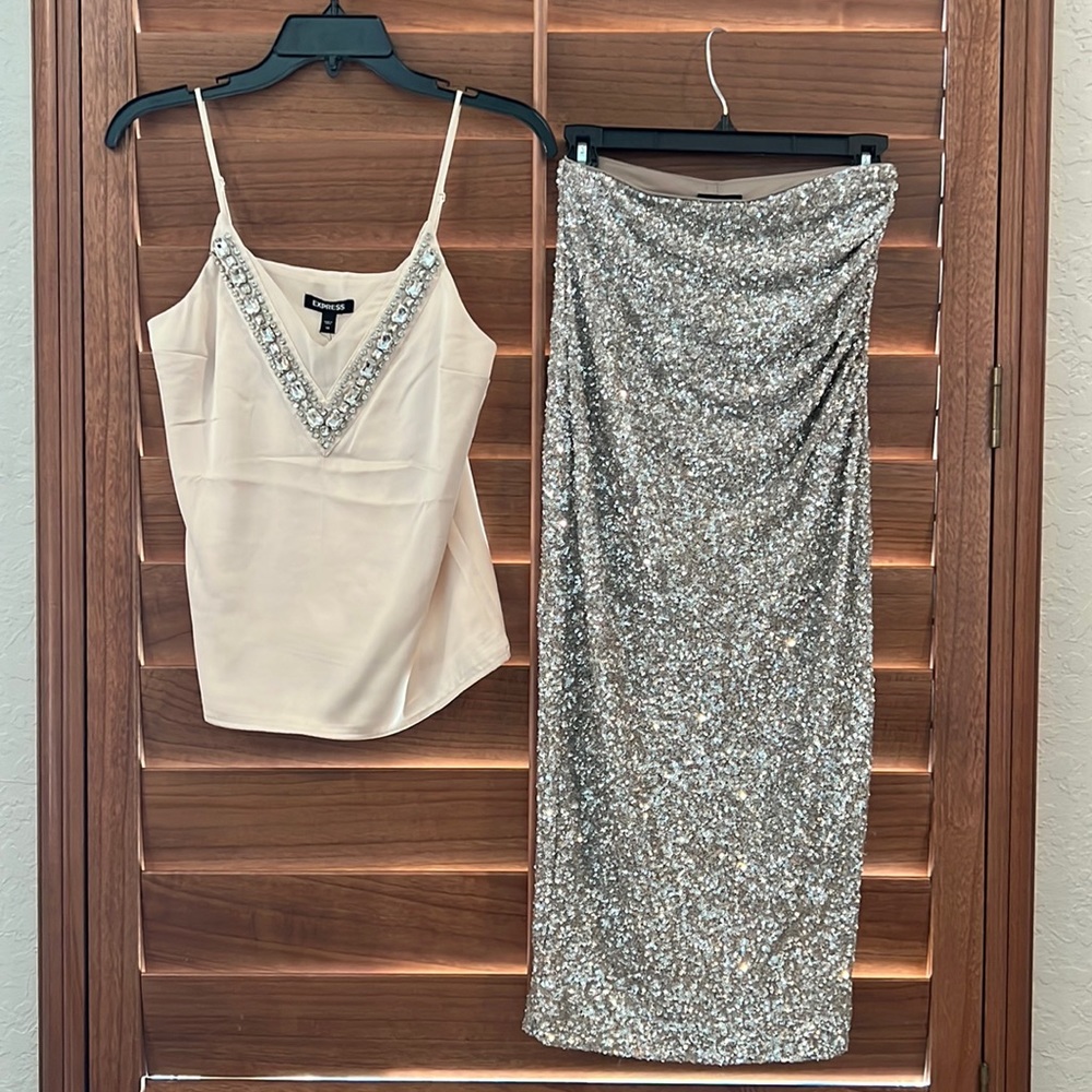 Express Top And Sequin Skirt Xs Set - image 2